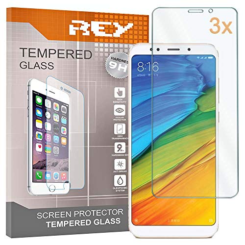 3X Protector de Pantalla para XIAOMI REDMI 5 Plus, Cristal Vidrio Templado Premium