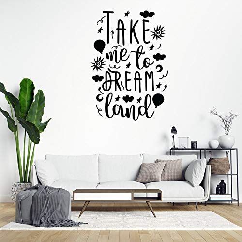Adhesivo decorativo para pared con cita inspiradora Take Me to Dream Land de PVC para decoración de pared de dormitorio u oficina