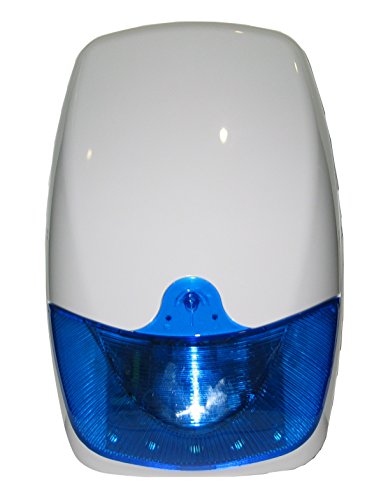 Agfri SIR400B Sirena Exterior para Alarmas con Luces y Batería Respaldo, 12 V, Blanco/Azul