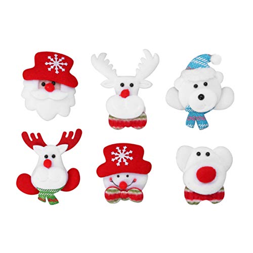 Amosfun - Broche con 6 luces LED para Navidad, muñeco de nieve, reno, oso, Papá Noel, pin, pin, para mujer, niños, fiesta, adorno