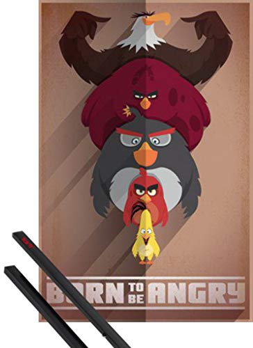 Angry Birds 1art1 Póster (91x61 cm) Born To Be Angry Y 1 Lote De 2 Varillas Negras 1art1®