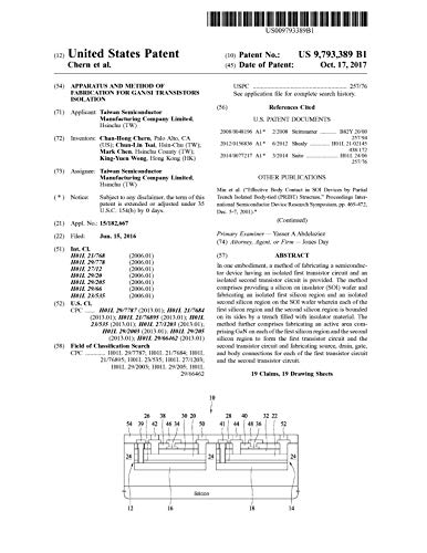 Apparatus and method of fabrication for GaN/Si transistors isolation: United States Patent 9793389 (English Edition)