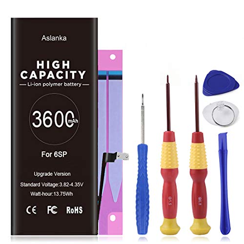 Aslanka 3600mAh Batería iPhone 6s Plus de Alta Capacidad, Batería iPhone 6s Plus con 31% más de Capacidad Que la batería Original y con Kits de Herramientas de reparación, Instrucciones Aslanka 3600mAh Batería iPhone 6s Plus de Alta Capacidad, Batería iPhone 6s Plus con 31% más de Capacidad Que la batería Original y con Kits de Herramientas de reparación, Instrucciones