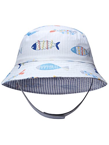 Ateid Sombrero de Sol Reversible Verano para Bebés Niño Blanco 2-4 Años (Tamaño del Fabricante XL)