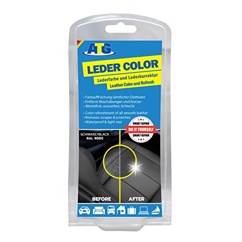 ATG Tinte reparador Cuero Set: restaurador tapiceria Cuero y Cuero sintético,Negro ATG Tinte reparador Cuero Set: restaurador tapiceria Cuero y Cuero sintético,Negro