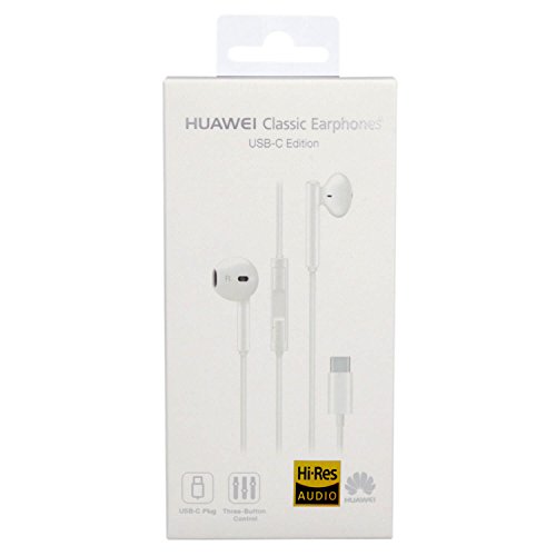 Auriculares Originales Huawei Type-C Tipo C Mate Honor 9 Plus CM33 estéreo Micrófono Headset, Blanco