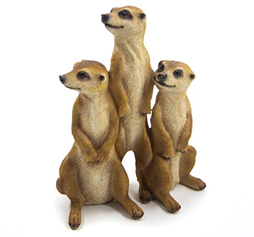 Bambelaa! Juego de 3 Figuras de suricatos para jardín (tamaño Grande, para Exteriores, Aprox. 15,5 x 7,5 x 20,5 cm)