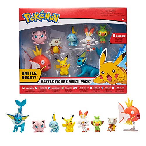 Bandai – Pokémon – Pack de 8 Figuras Olas 5: Pikachu, Flambino, Ouistempo, Larmelon, Rondou, Osselait, Aquali y Magicarpe – WT00049