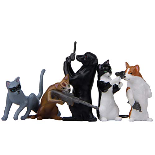 BESPORTBLE 5 figuras de gato perro, miniatura, animales, personajes para tarta de hada, jardín, decoración micro paisaje, decoración