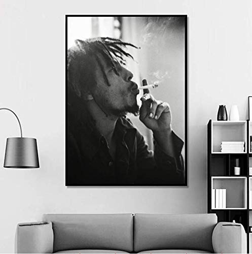 Bob Marley Singer Music Poster Print Music Band Star Poster Wall Art Picture Painting Room decoración del hogar Lienzo print-40x50cm sin Marco