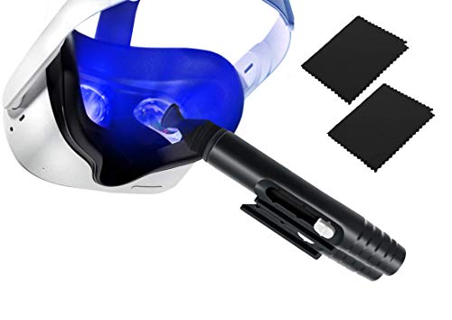 Bolígrafo (Pen) de limpieza de lentes ópticos VR + 2 Paños de Microfibra, para OCULUS QUEST 2 y 1,HTC Vive, Cosmos, Valvex, Auriculares PS4 VR, Rift S, Drone, HoloLens, AR/VR