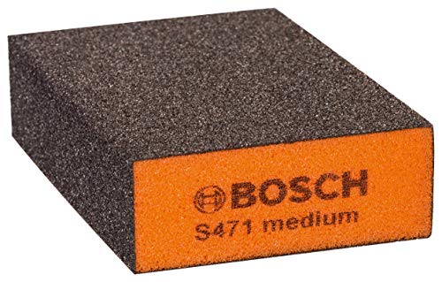 Bosch Professional S471 medium Esponja abrasiva para superficies y bordes, Gris/Naranja, Medio