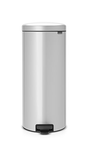 Brabantia Newicon 114465-Cubo de Basura con Pedal, 30 l, Color Metallic Grey, Acero Inoxidable, Gris Metalizado