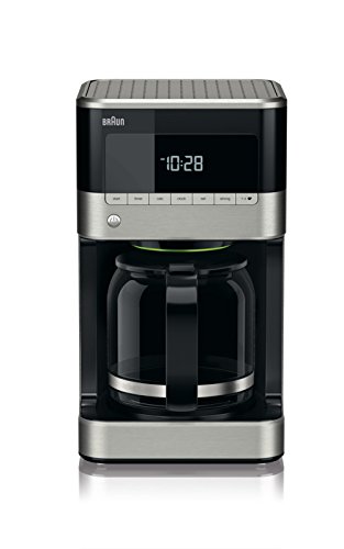 Braun KF 7120 Cafetera eléctrica semi-automática con jarra de cristal, 1000 W, 12 tazas, acero inoxidable, negro