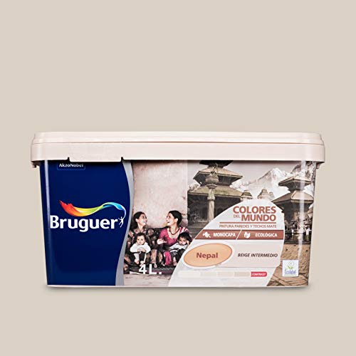 Bruguer Colores del Mundo Pintura para paredes monocapa Nepal Beige Intermedio 4 L Bruguer Colores del Mundo Pintura para paredes monocapa Nepal Beige Intermedio 4 L