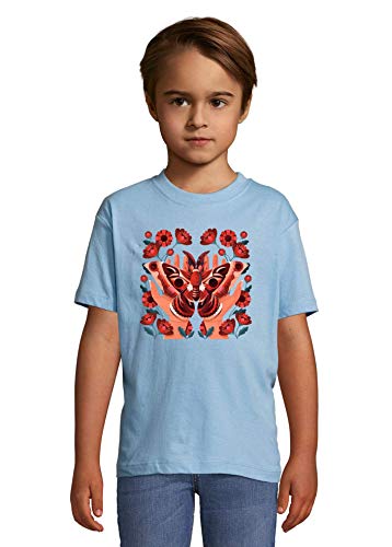 Butterfly In A PAL of My Hands Flowers Sky Blue Colorful Kids T-Shirt 6 Year Old
