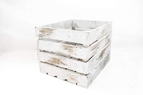Caja de Madera Blanca Vintage Sam, Pino, 1 Unidad, Caja Almacenamiento, Caja Grande, Blanco Vintage, 50x40x30CM. Incluye Imán Personalizable de Regalo