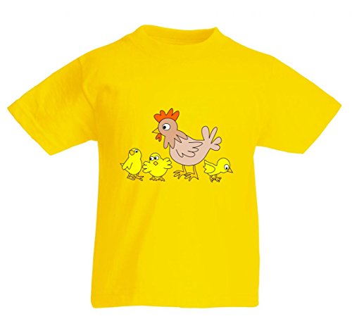 Camiseta con Texto en alemán Welten - Huhn- Tier- Vogel- Bauernhof- Hen- Animales en el Granjero - Agricultura- Tierra - Superficies adecuadas para Hombre - Mujer - niños - 104-5XL Amarillo 152 cm