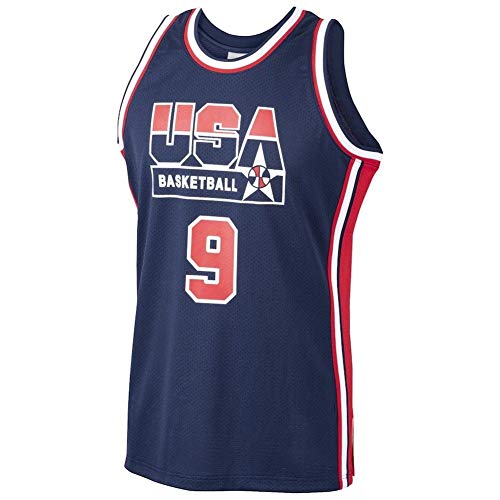 Camiseta de Baloncesto NBA para Hombre, Retro Jersey Swingman Basketball Camisetas, 9# Americana del Baloncesto Mitchell y Ness Inicio 1992 Dream Team Jersey-Armada, Chaleco de Gimnasia Top Deportivo