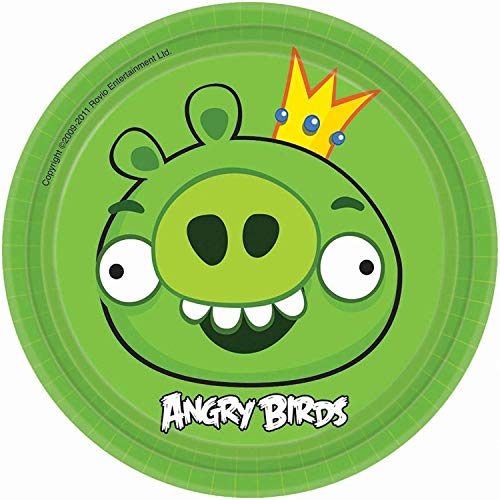 CAPRILO. Lote de 24 Platos Infantiles Decorativos de Cartón Angry Birds Ø 18 cm. Vajillas Desechables. Juguetes y Regalos Fiestas de Cumpleaños, Bodas, Bautizos y Comuniones. 
