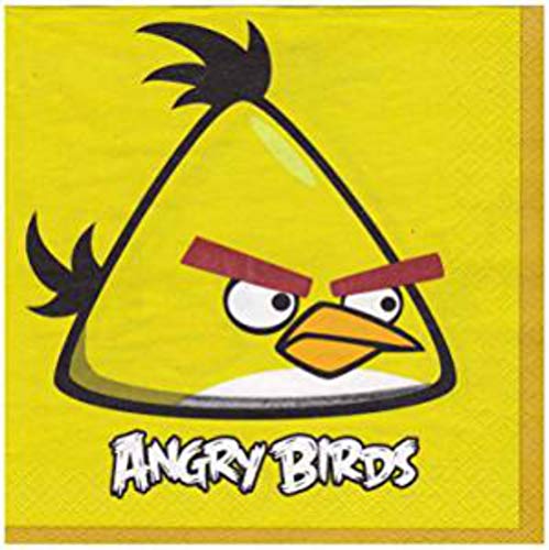 CAPRILO. Lote de 80 Servilletas Decorativas Infantiles Desechables Angry Birds. Vajillas y Cuberterias. Complementos de Cumpleaños. Bodas, Bautizos y Fiestas. Regalos Originales. 17X17 cm.
