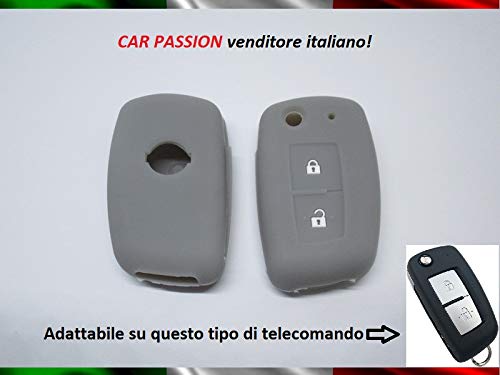 Carcasa para llave compatible con Nissan Juke Qashqai Note Micra, de silicona, con 2 botones, funda suave y protección para mando a distancia de coche, 7 colores de calidad gris