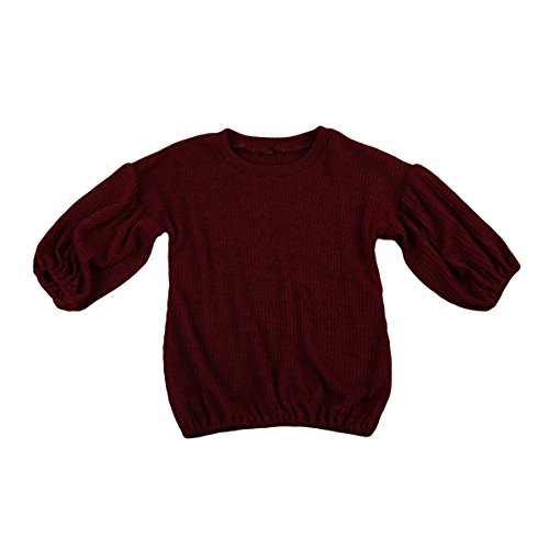 Carolilly - Jersey de bebé con manga de farol para niña, de algodón cálido rojo 3- 4 años Carolilly - Jersey de bebé con manga de farol para niña, de algodón cálido rojo 3- 4 años