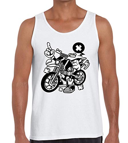 Cartoon Style Extreme Motocross Dirt Bike Art Playera sin Mangas para Hombre XX-Large