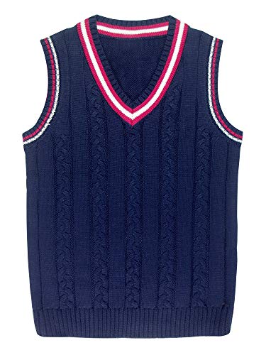 Chaleco de Punto Niño Niña Jersey Suéter Invierno Cálido sin Mangas Algodón Suave Ropa Estudiante con Cuello V Estilo Clásico para Fiesta Ceremonia - Armada 140 Chaleco de Punto Niño Niña Jersey Suéter Invierno Cálido sin Mangas Algodón Suave Ropa Estudiante con Cuello V Estilo Clásico para Fiesta Ceremonia - Armada 140
