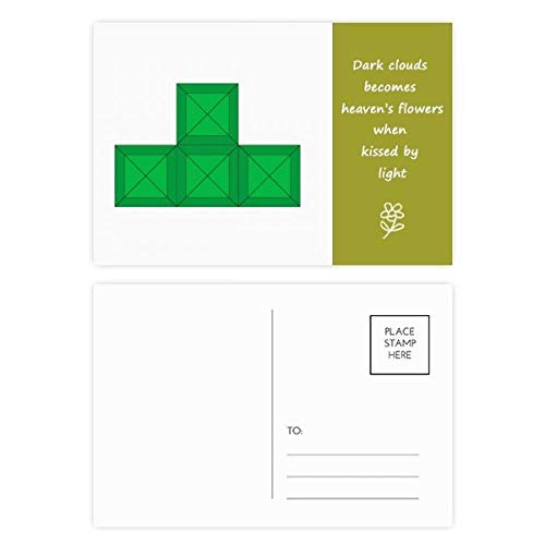 Classic Games Tetris Green Block - Juego de tarjetas postales (20 unidades), diseño de bloques de poesía, color verde