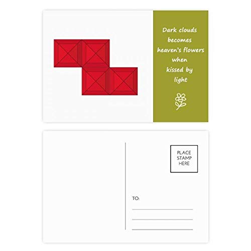 Classic Games Tetris Red Block - Juego de tarjetas postales (20 unidades), diseño de poesía, color rojo