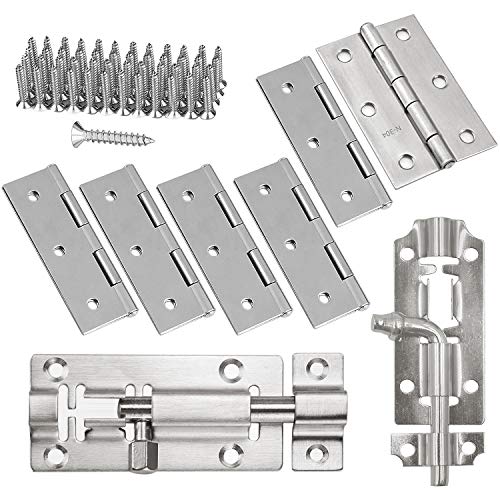 cococity 6 bisagras de acero inoxidable de 75 mm + 2 piezas de acero inoxidable para puerta corredera de 73 mm/66 mm con tornillos, para baño, ventanas, muebles, puerta de mascota cococity 6 bisagras de acero inoxidable de 75 mm + 2 piezas de acero inoxidable para puerta corredera de 73 mm/66 mm con tornillos, para baño, ventanas, muebles, puerta de mascota