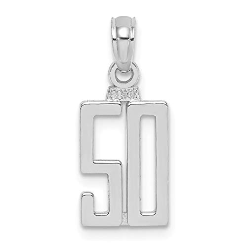 Collar con colgante de oro blanco de 14 quilates, juego deportivo, número 50, joyería Styl para mujeres Collar con colgante de oro blanco de 14 quilates, juego deportivo, número 50, joyería Styl para mujeres