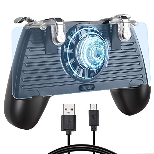 Controlador de Juegos Móvil PUBG de Qoosea con Ventilador de Enfriamiento del Teléfono y Batería de 4400 mAh Incorporada Banco Sensible de la Energía Objetivo Disparar Joysticks L1R1 Controlador de Juegos Móvil PUBG de Qoosea con Ventilador de Enfriamiento del Teléfono y Batería de 4400 mAh Incorporada Banco Sensible de la Energía Objetivo Disparar Joysticks L1R1