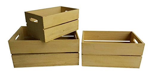 Creative Touch Juego de 6 cajas de madera de roble, 2 juegos de 3 cajas anestables. Grande: 42 x 28 x 19,5 cm. Mediano: 36 x 22,5 x 17,5 cm. Pequeño: 30 x 18 x 17 cm.