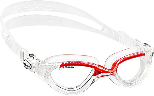 Cressi Flash Swim Goggles Gafas de Natación Premium para Adultos 100% Anti UV, Transparente/Rojo, Talla Única