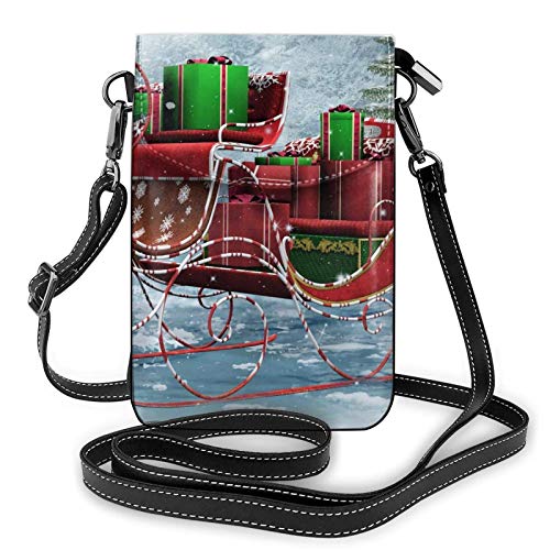 Crossbody - Bolso bandolera para teléfono celular, diseño de trineo de nieve, árbol de Navidad Crossbody - Bolso bandolera para teléfono celular, diseño de trineo de nieve, árbol de Navidad