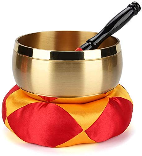 Cuencos tibetanos Hechos a Mano, excelente resonancia curativa, Cuenco de Yoga y meditación con mazo, cojín de Seda, 5 Pulgadas, diseño de Equilibrio y armonía Cuencos tibetanos Hechos a Mano, excelente resonancia curativa, Cuenco de Yoga y meditación con mazo, cojín de Seda, 5 Pulgadas, diseño de Equilibrio y armonía