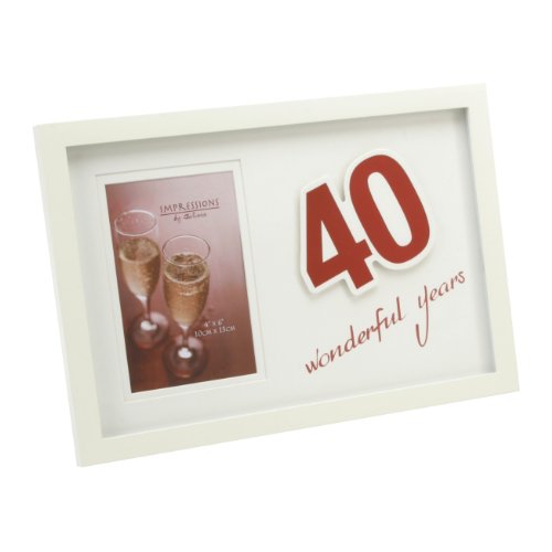 De cristal ovalado '40TH Anniversary' Icon marco de fotos de madera de densidad media