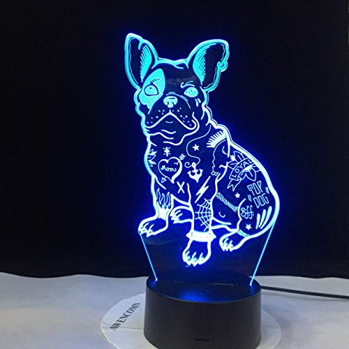 Decoración del hogar única, lindo amor cachorro 3D LED lámpara de mesa luz nocturna USB lámpara de mesa control remoto pequeña lámpara de mesa LED, luz táctil inteligente