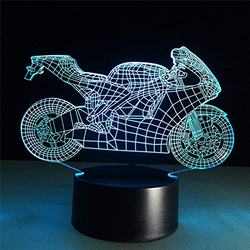 Diseño de arte único luz 3D motocicleta de velocidad extrema luz nocturna LED lámpara de mesa táctil mesita de noche luz pequeña regulable