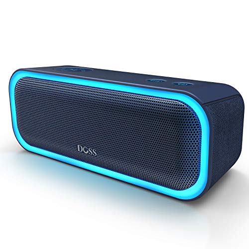 DOSS SoundBox Pro Altavoz Bluetooth Portátiles con 360° Sonido, Mejorado Bass, Pareado Estéreo, Múltiple LED, IPX5 Impermeable, 12 Horas de Emisión Continua Manos Libre - Azul