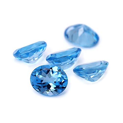 eGemCart Lote de 500 Piezas Natural Topacio Azul Suizo 7X5mm de Forma Redonda Facetas Cortar la Piedra Floja para la fabricación de Joyas | Calidad AAA tamaño calibrado 7X5mm Piedra semipreciosa