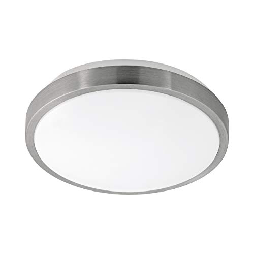 EGLO Lámpara de techo LED Competa 1, 1 foco, material: acero y plástico, color: níquel mate, blanco, diámetro: 24,5 cm