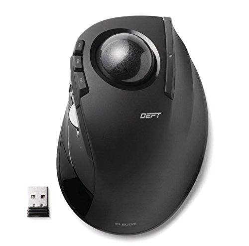 ELECOM-Japan Brand- Wireless Index Finger Trackball Mouse, EX-G Series 2.4GHz, 8 Buttons, Tilt Function/Black/M-DT2DRBK