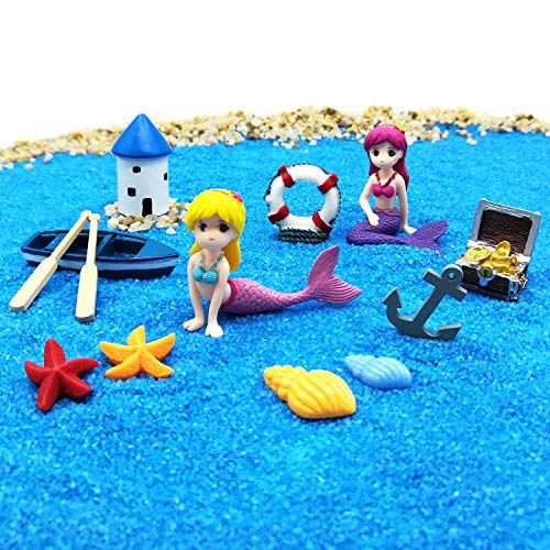 EMiEN - Figuras de Sirena en Miniatura para decoración de casa de muñecas y jardín de Hadas en Miniatura, Accesorios de jardín de Hadas, Arena Azul, Castillo, Sirena, Tesoro, Barco EMiEN - Figuras de Sirena en Miniatura para decoración de casa de muñecas y jardín de Hadas en Miniatura, Accesorios de jardín de Hadas, Arena Azul, Castillo, Sirena, Tesoro, Barco