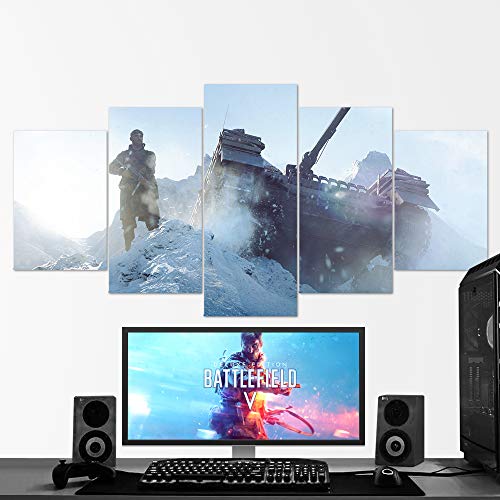 ES-CO Battlefield, Battlefield Heroes, Hardline, Modern Combat, Lienzo de 5 Piezas para Pared, Lienzo para Juegos, decoración de Pared, 03, Enmarcado, Listo para Colgar