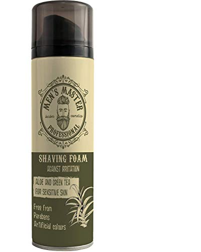 Espuma hidratante de afeitar para piel sensible con Aloe Vera y Té Verde, 200 ml de Men's Master
