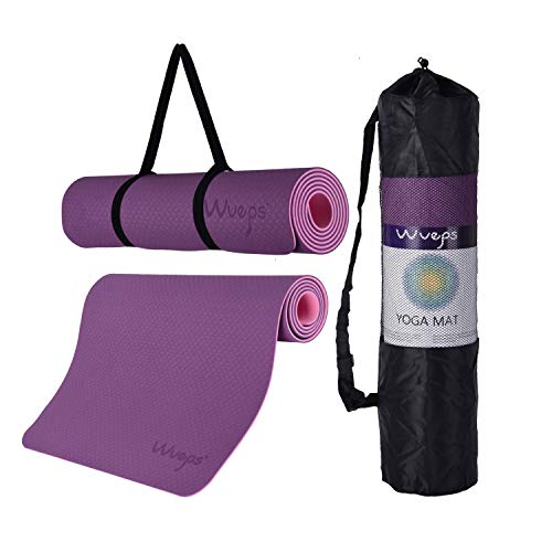 esterilla deporte, esterilla yoga Wueps, incluye correa de hombro y bolsa de transporte, ideal para realizar deporte en casa, yoga mat, esterilla yoga antideslizante, (Color Morado y Rosa) esterilla deporte, esterilla yoga Wueps, incluye correa de hombro y bolsa de transporte, ideal para realizar deporte en casa, yoga mat, esterilla yoga antideslizante, (Color Morado y Rosa)
