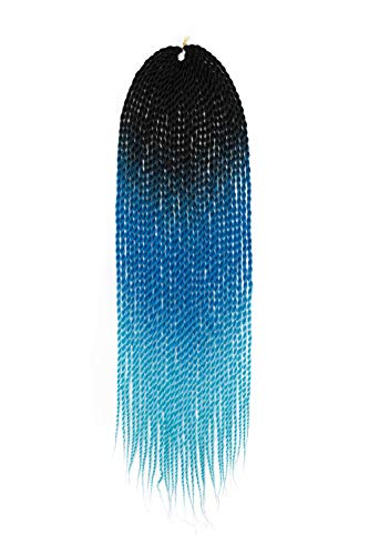 Extensiones de cabello trenzado de ganchillo sintético Ombre Twist 3 paquetes/lote 24 pulgadas - Negro a azul oscuro a azul puro